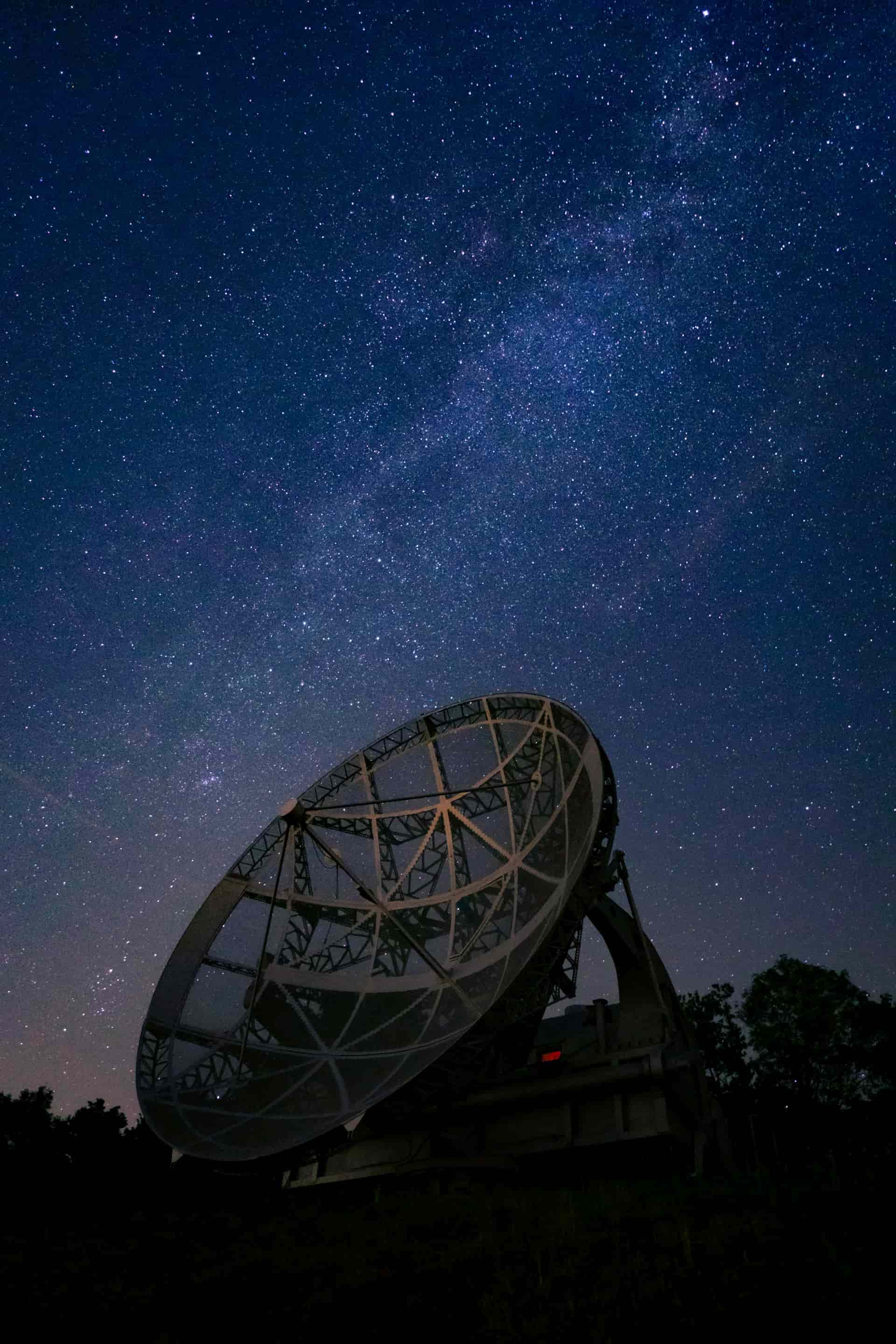 the night sky with stars and a telescope